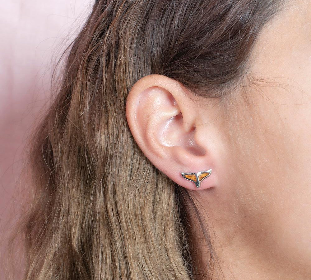Koa Wood Whale Tail Earrings Earrings Island by Koa Nani 