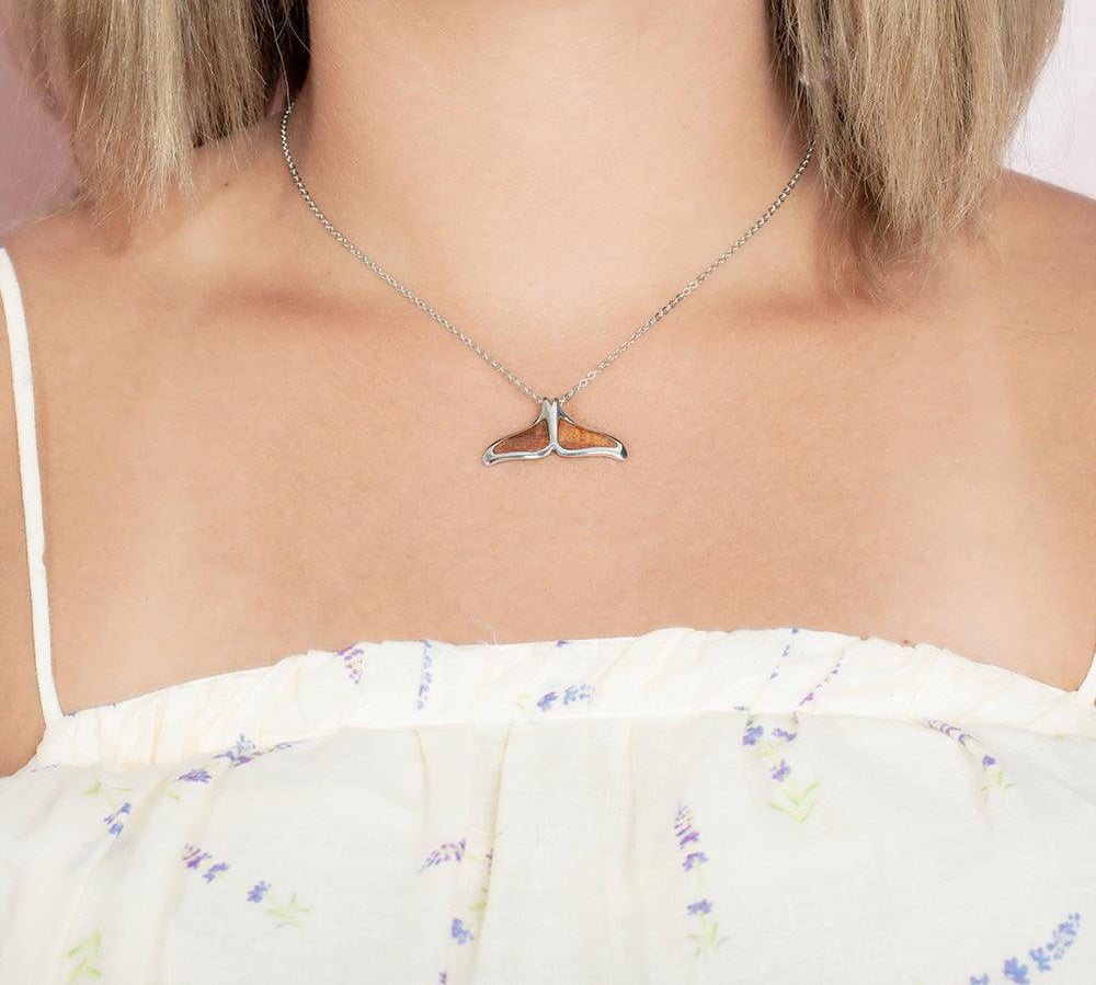 Koa Wood Whale Tail Pendant Pendant Island by Koa Nani Medium 