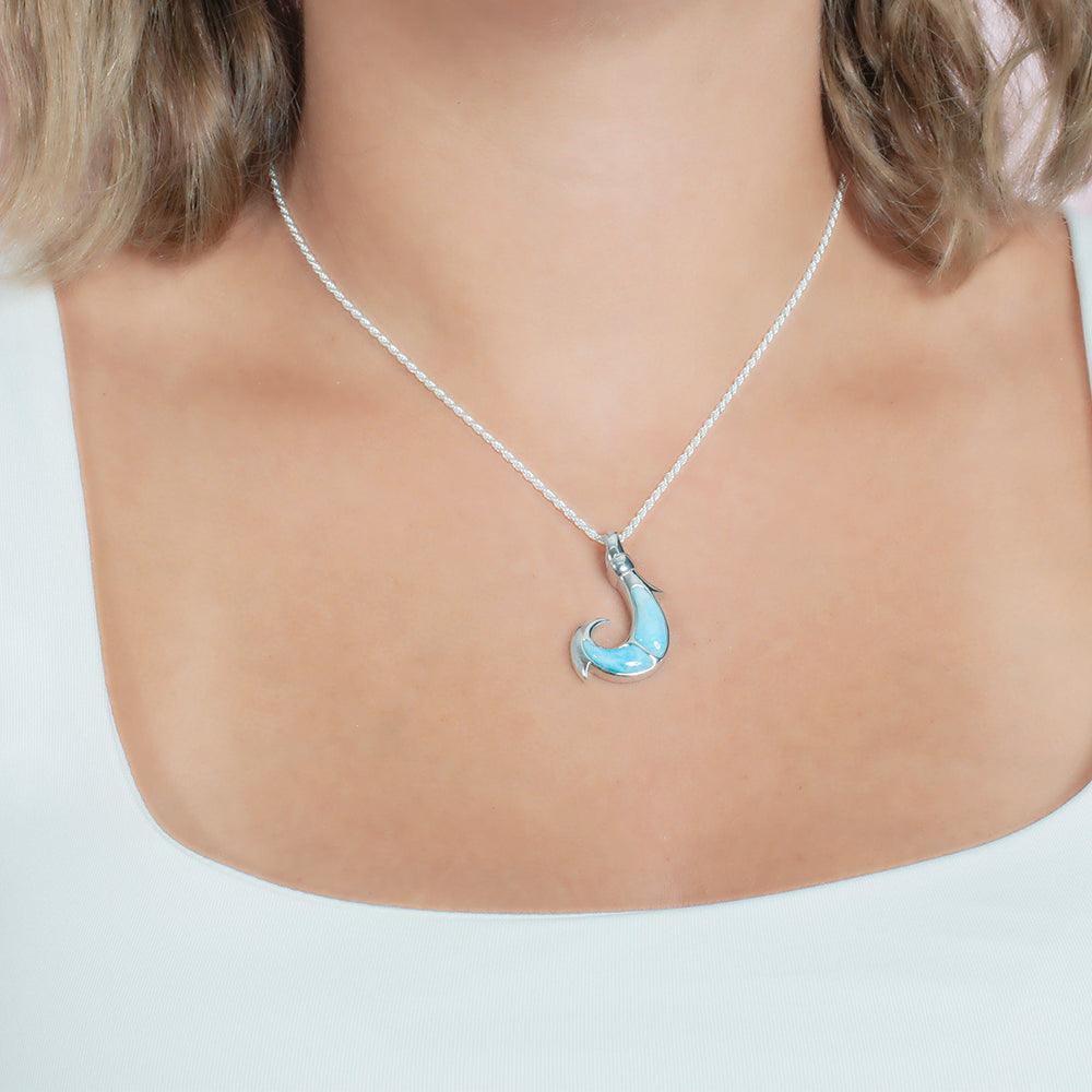 Larimar Ahi Fishhook Pendant Pendant Island by Koa Nani 