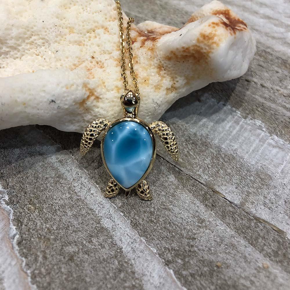 Larimar Akamai Honu Pendant Pendant Island by Koa Nani 