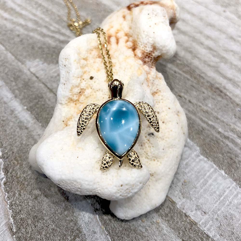 Larimar Akamai Honu Pendant Pendant Island by Koa Nani 