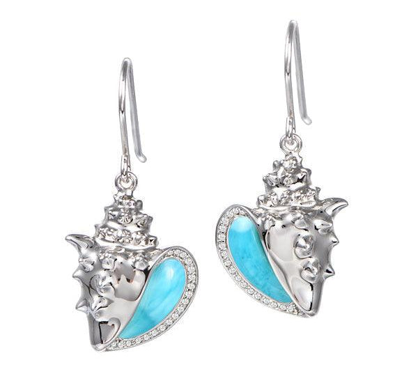 Larimar Ali’i Conch Shell Earrings Earrings Island by Koa Nani 