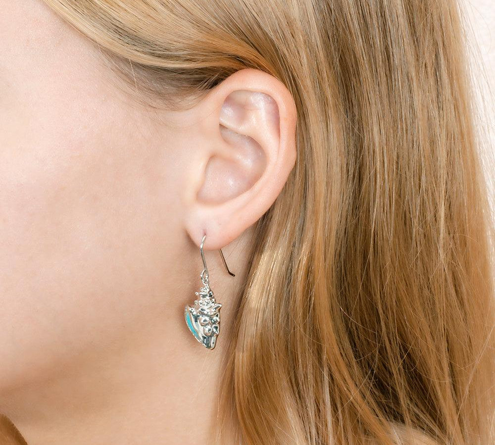 Larimar Ali’i Conch Shell Earrings Earrings Island by Koa Nani 
