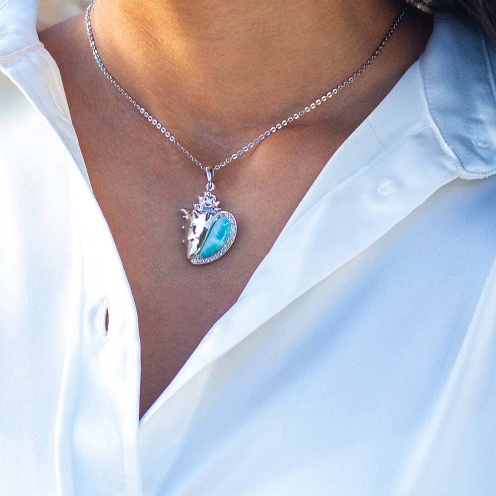 Larimar Ali’i Conch Shell Pendant Pendant Island by Koa Nani 