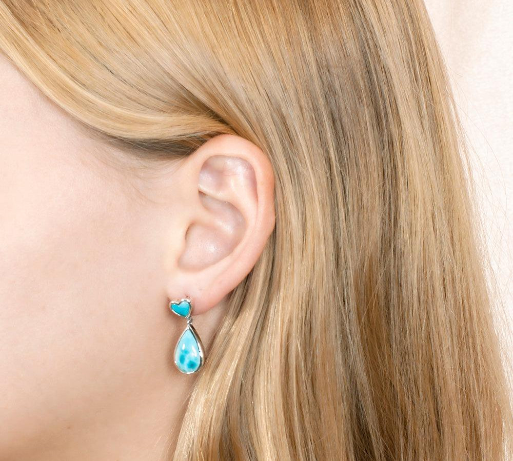 Larimar Aloha Heart Earrings Earrings Island by Koa Nani 