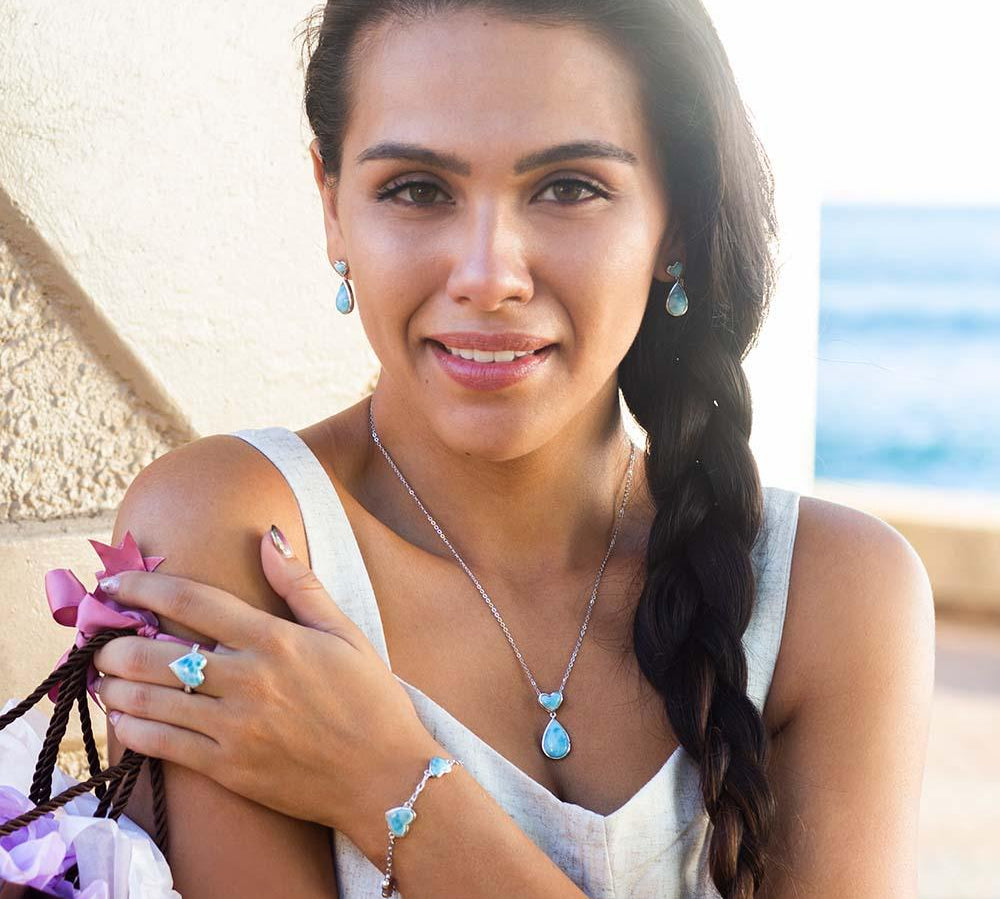 Larimar Aloha Heart Earrings Earrings Island by Koa Nani 