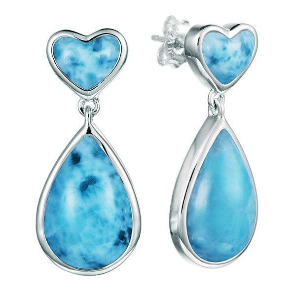 Larimar Aloha Heart Earrings Earrings Island by Koa Nani 