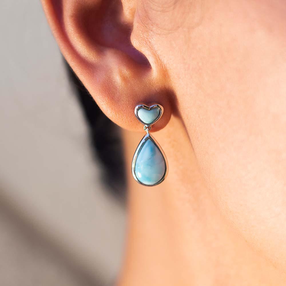 Larimar Aloha Heart Earrings Earrings Island by Koa Nani 
