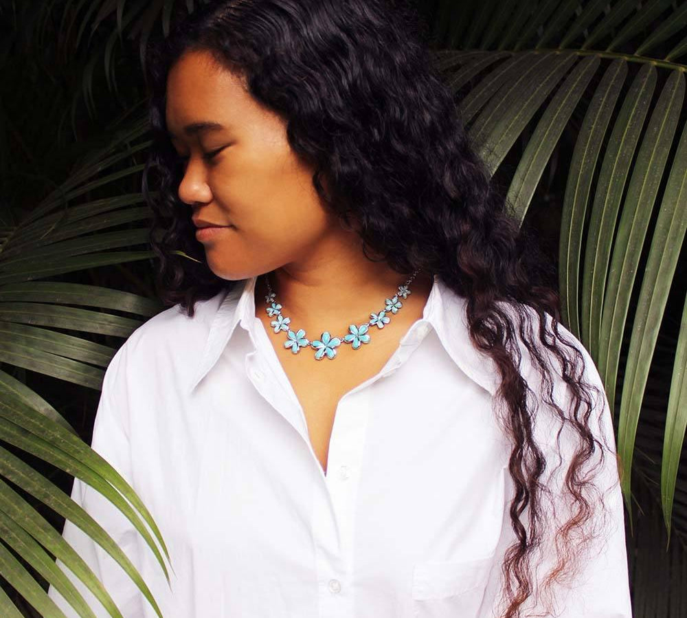 Larimar Aloha Plumeria Necklace Necklace Island by Koa Nani 