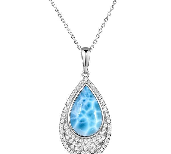 Larimar Alohilohi Teardrop Pendant Pendant Island by Koa Nani 