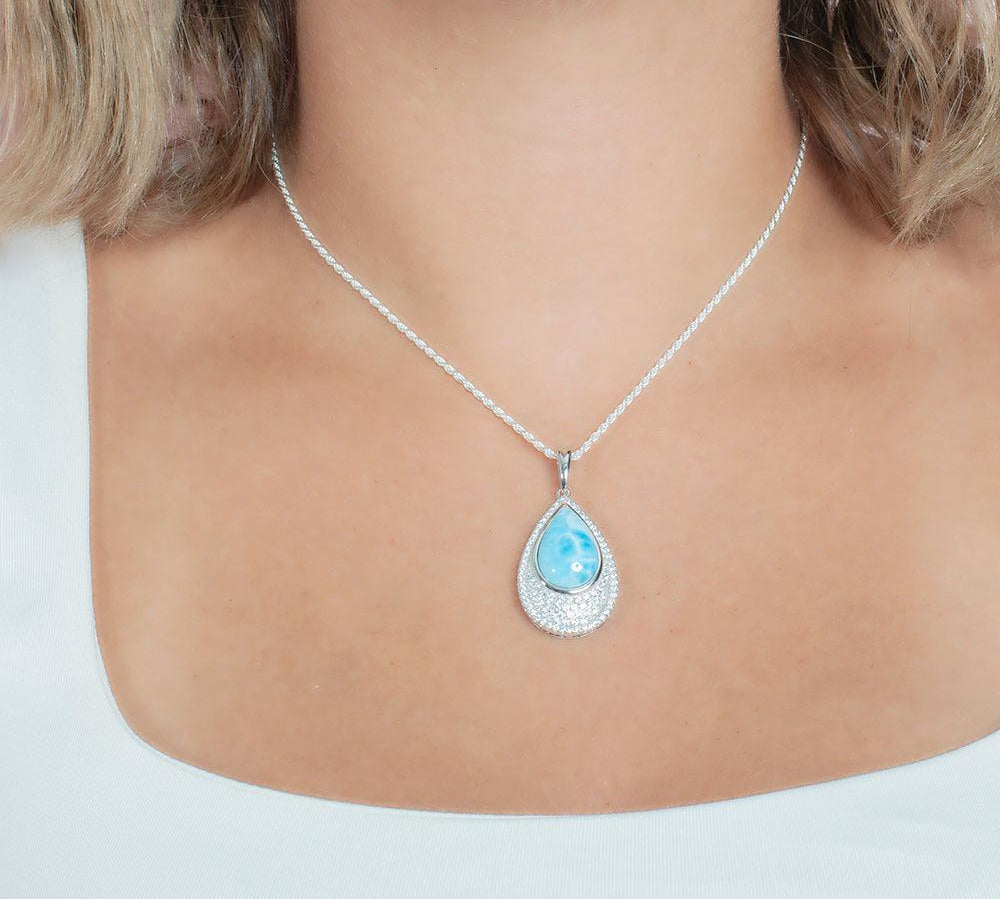Larimar Alohilohi Teardrop Pendant Pendant Island by Koa Nani 