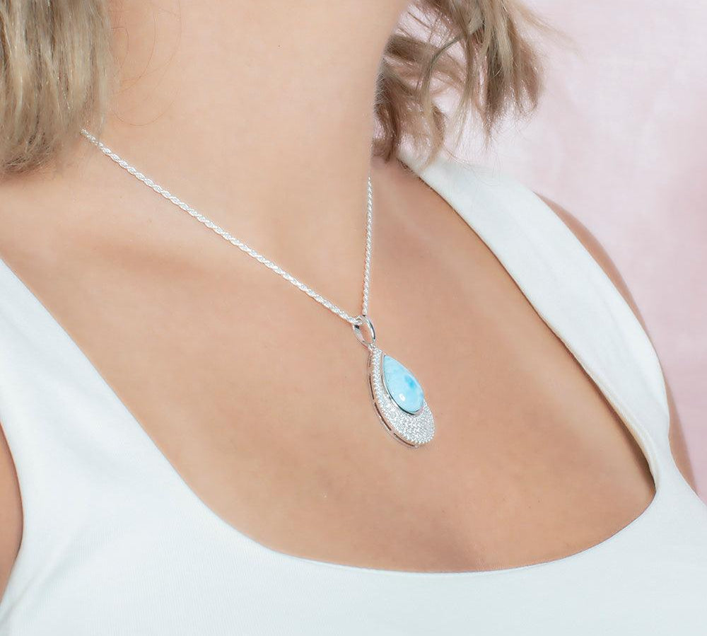 Larimar Alohilohi Teardrop Pendant Pendant Island by Koa Nani 