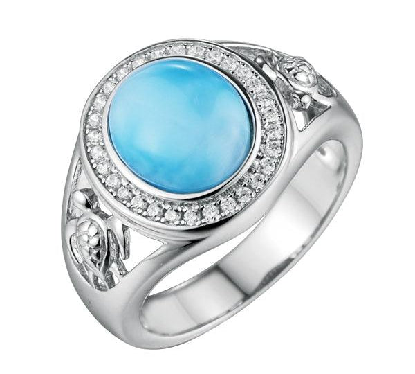 Larimar and Honu Cocktail Ring Ring Island by Koa Nani 5