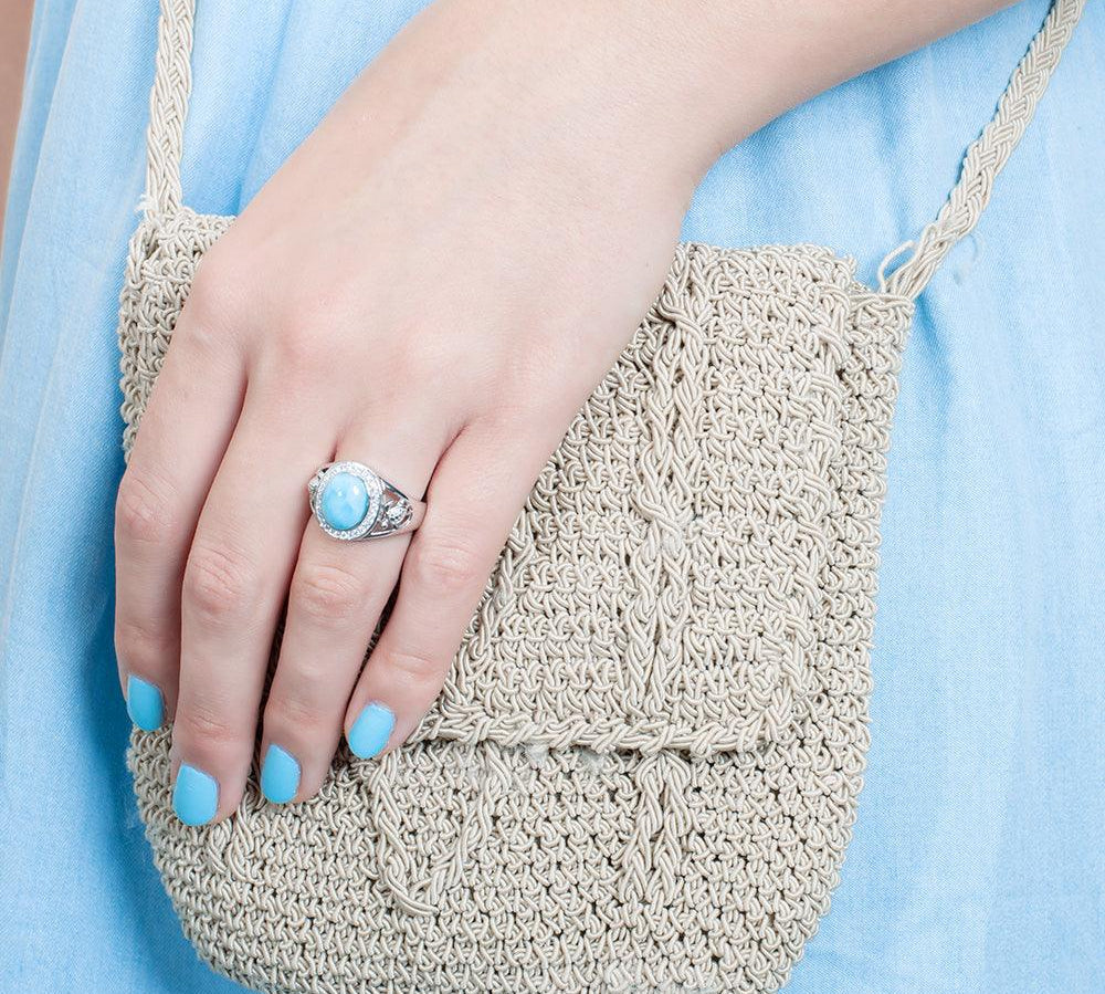 Larimar and Honu Cocktail Ring Ring Island by Koa Nani 