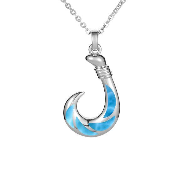 Larimar Atlantis Fish Hook Pendant Pendant Island by Koa Nani Small 