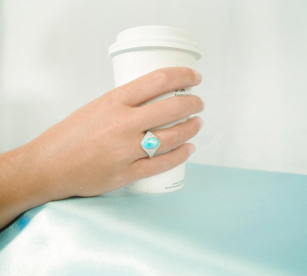Larimar Atlantis Oval Cocktail Ring Ring Island by Koa Nani 