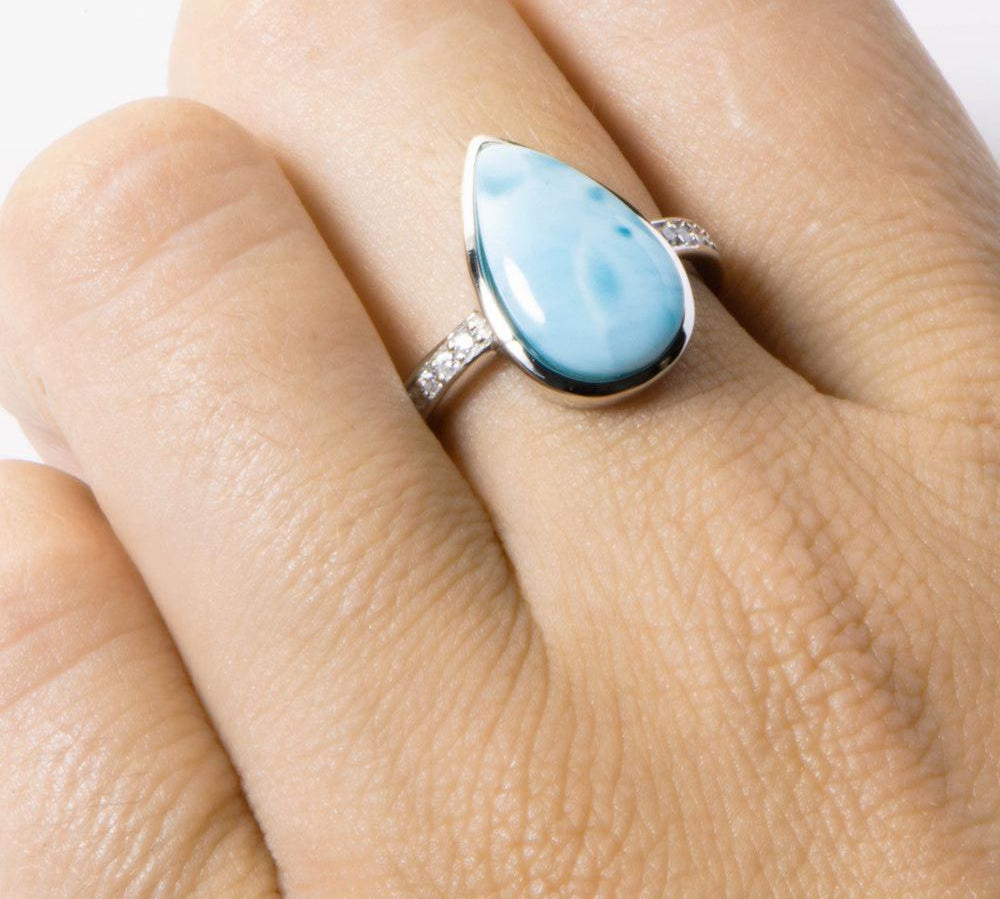 Larimar Azul Teardrop Ring Ring Island by Koa Nani 