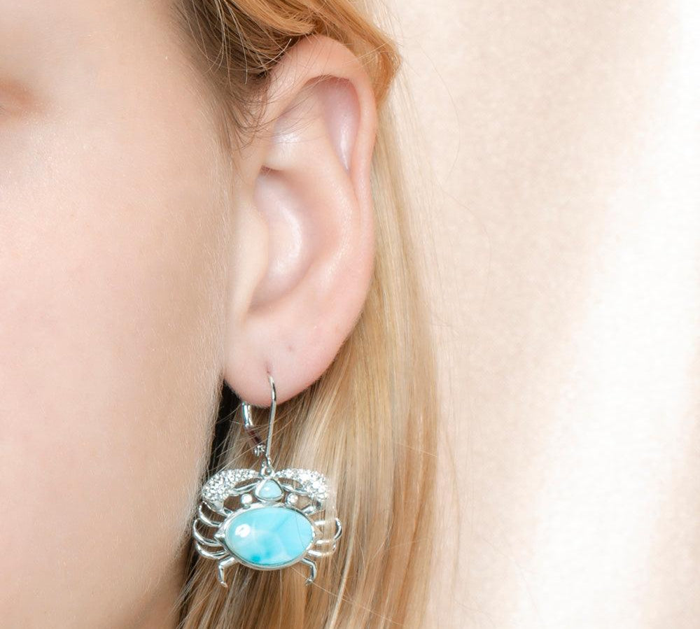 Larimar Blue Crab’s Treasure Earrings Earrings Island by Koa Nani 