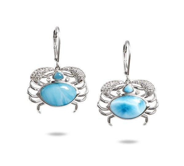 Larimar Blue Crab’s Treasure Earrings Earrings Island by Koa Nani 