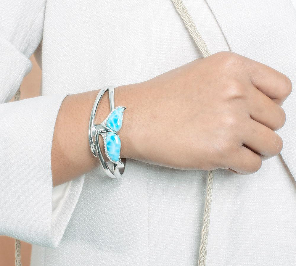 Larimar Blue Whale Tail Bangle Bangle Island by Koa Nani 