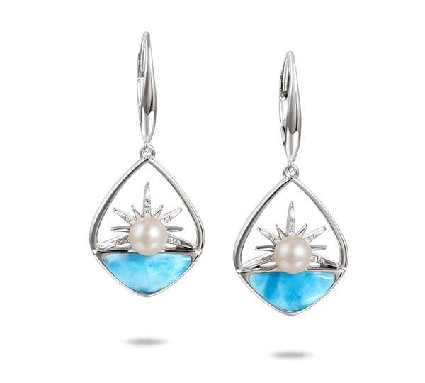 Larimar Breaking Dawn Pearl Earrings Earrings Island by Koa Nani Akoya Pearl 