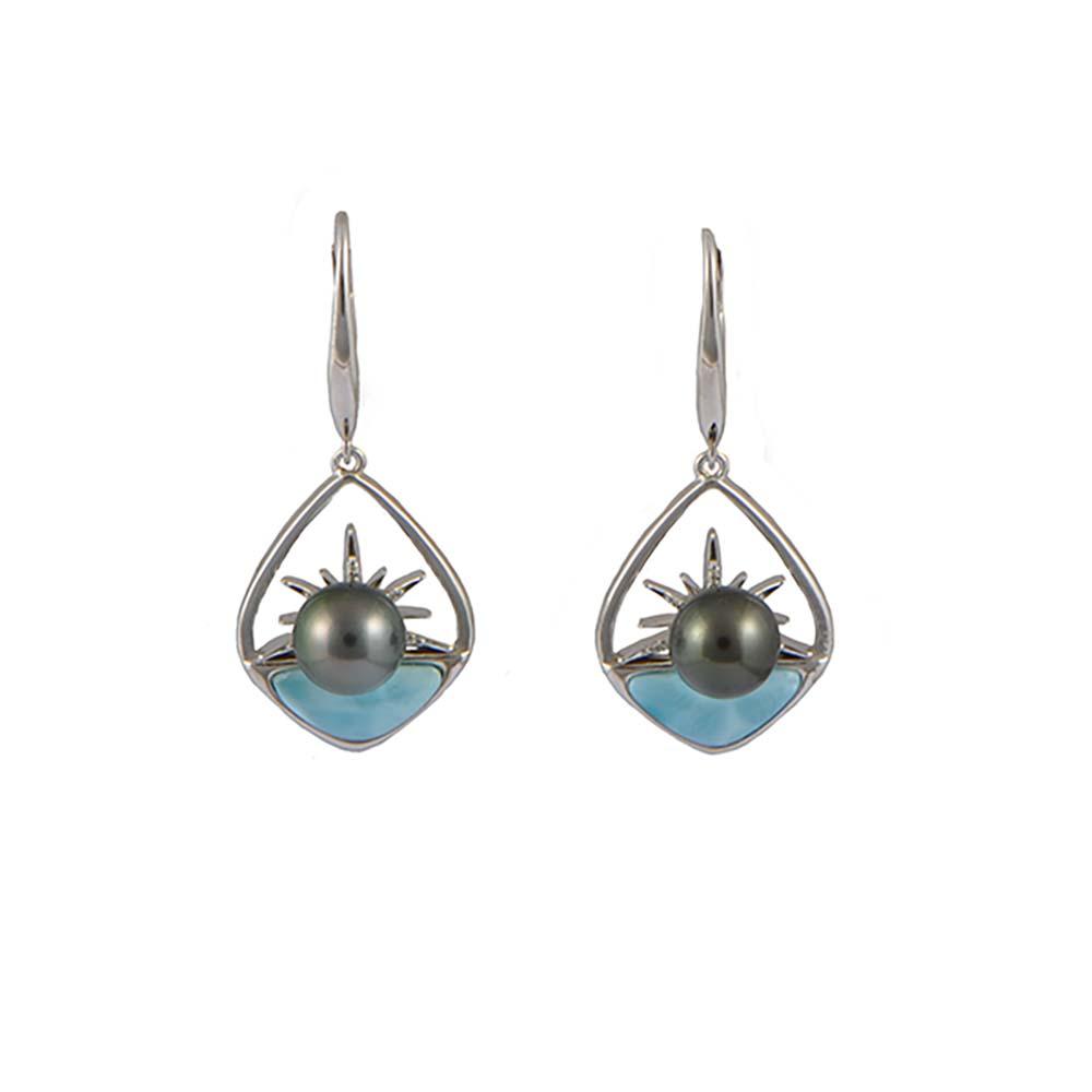 Larimar Breaking Dawn Pearl Earrings Earrings Island by Koa Nani Tahitian Pearl 
