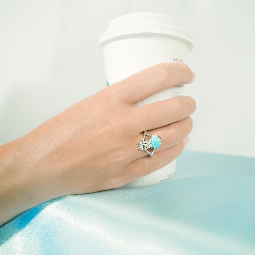 Larimar Button Jellyfish Ring Ring Island by Koa Nani 