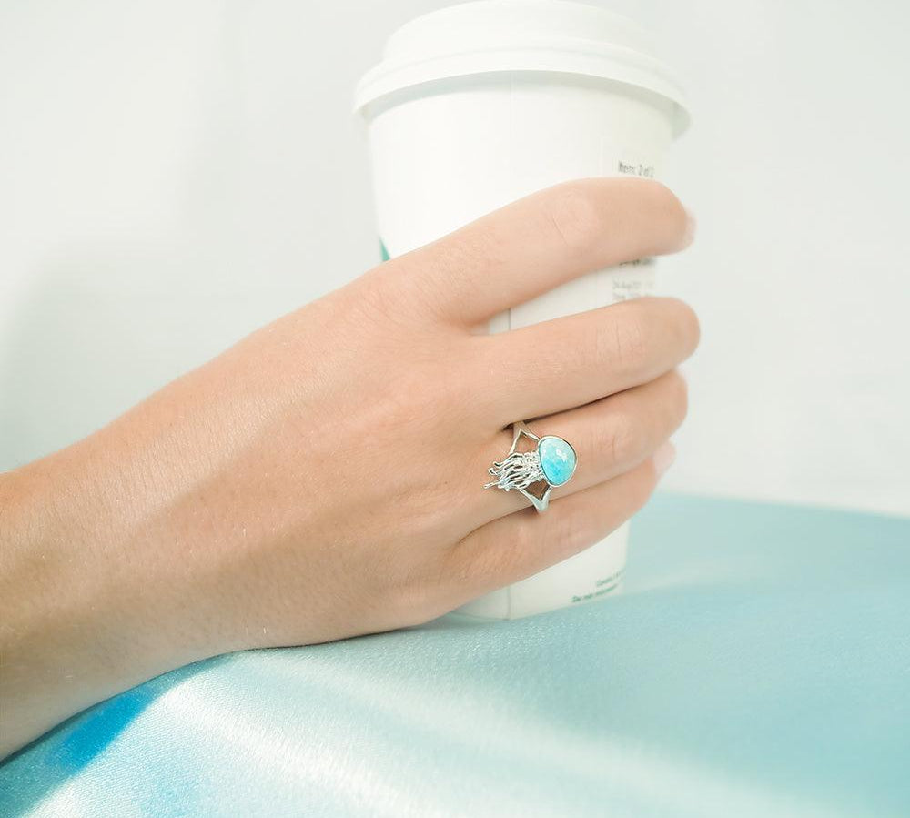 Larimar Button Jellyfish Ring Ring Island by Koa Nani 