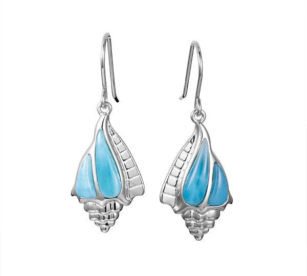 Larimar Conch Shell Earrings Earrings Island by Koa Nani 