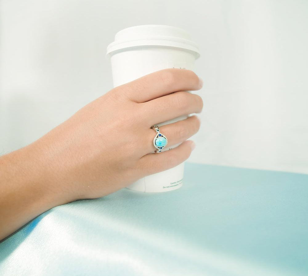 Larimar Crystalline Mandorla Ring Ring Island by Koa Nani 