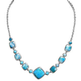 The picture shows a 925 sterling silver larimar cut necklace.