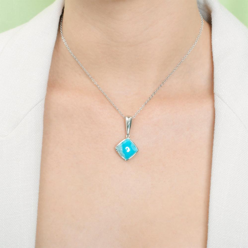 Larimar Cushion Cut Pendant Pendant Island by Koa Nani 