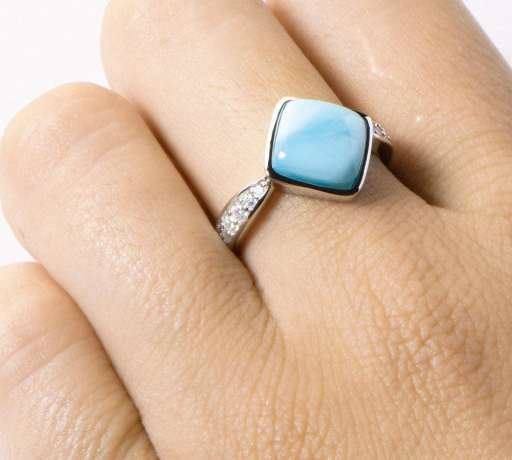Larimar Cushion Cut Ring Ring Island by Koa Nani 