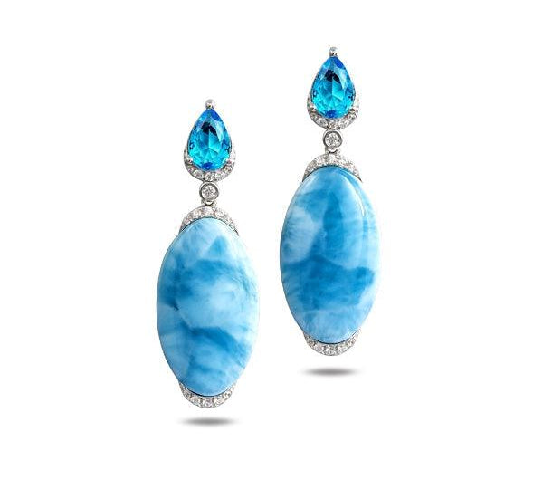 Larimar Eclipse Earrings with Topaz Earrings Island by Koa Nani 
