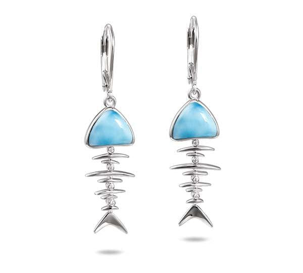 Larimar Fish Bone Earrings Earrings Island by Koa Nani 