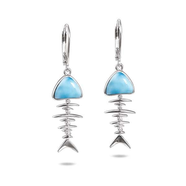 Larimar Fish Bone Earrings Earrings Island by Koa Nani 