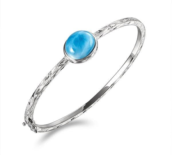 Larimar Full Moon Engraved Scroll Bangle Bangle Island by Koa Nani 
