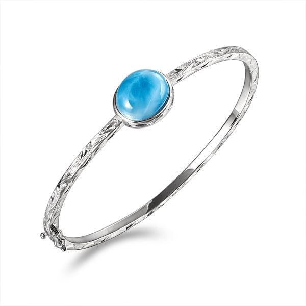 Larimar Full Moon Engraved Scroll Bangle Bangle Island by Koa Nani 