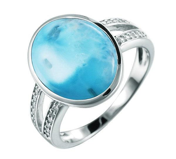 Larimar Full Moon Ring Ring Island by Koa Nani 5 White Gold
