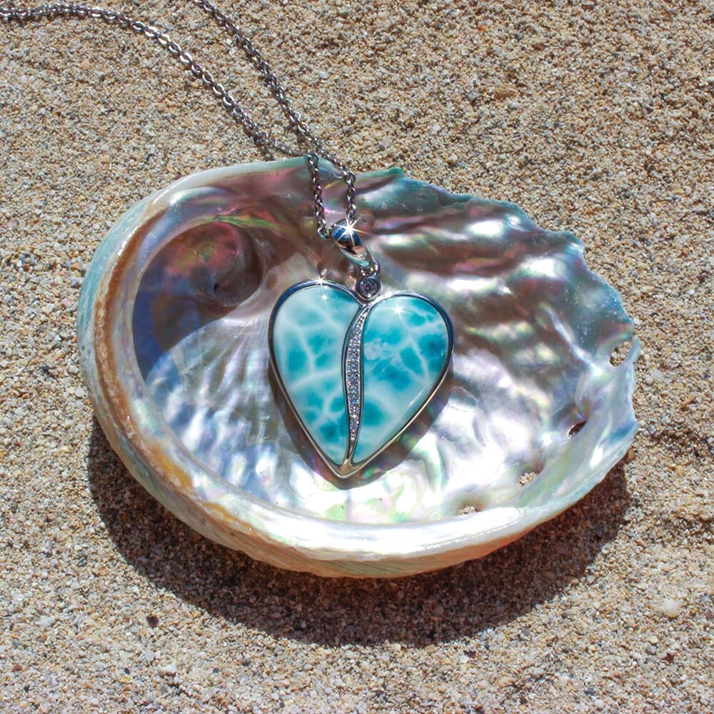 Larimar Hanalei Heart Pendant Pendant Island by Koa Nani 