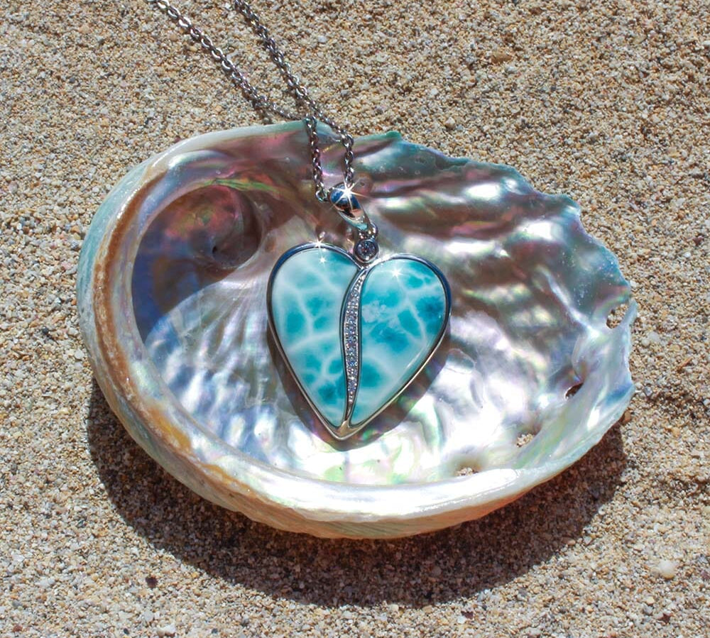 Larimar Hanalei Heart Pendant Pendant Island by Koa Nani 