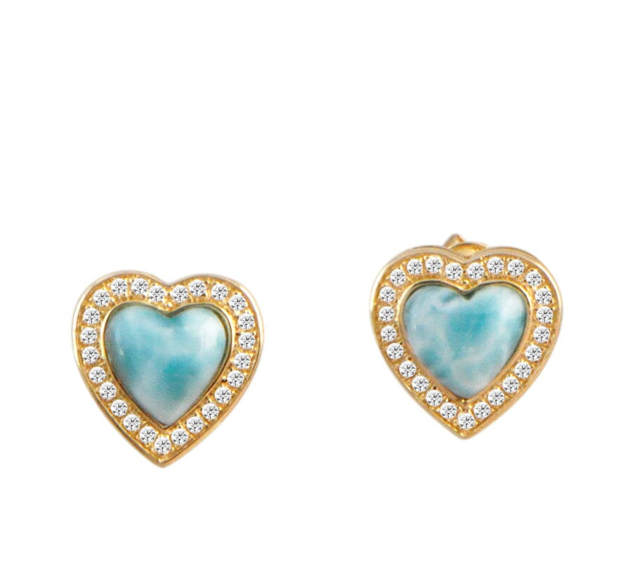 Larimar Hau'oli Heart Earrings Earrings Island by Koa Nani 