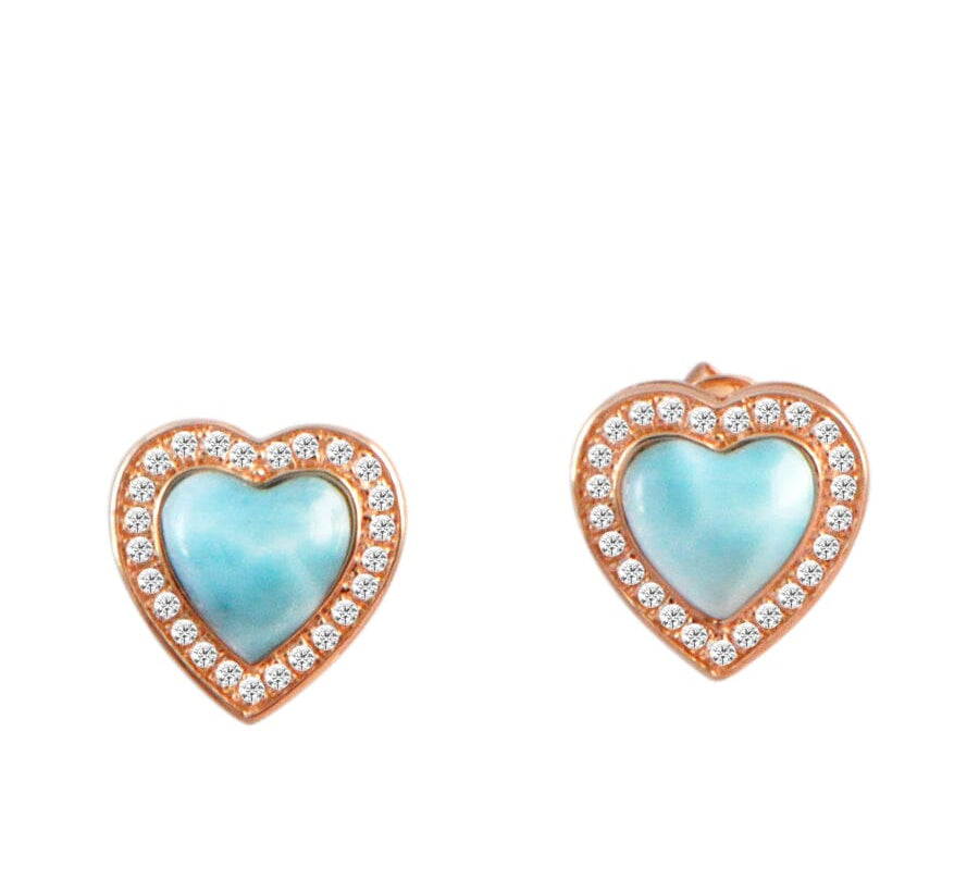 Larimar Hau'oli Heart Earrings Earrings Island by Koa Nani 
