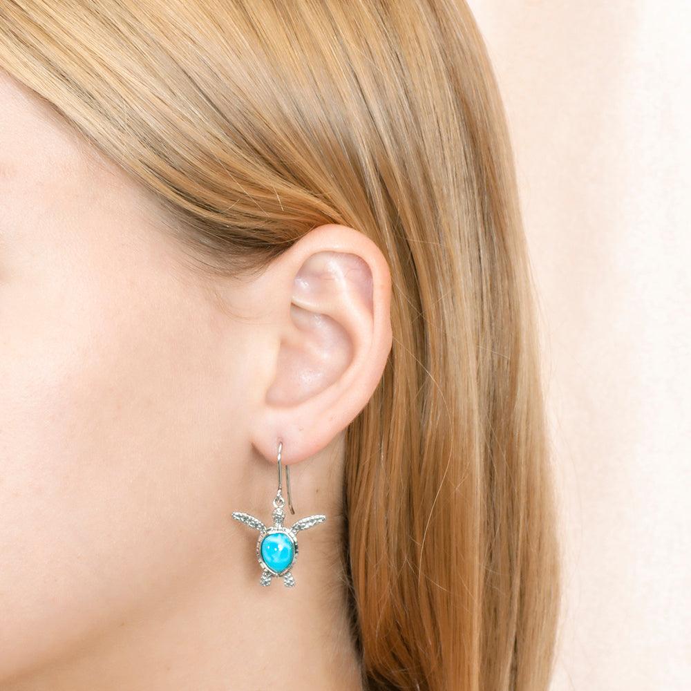 Larimar Hawaii Kai Honu Hook Earrings Earrings Island by Koa Nani 