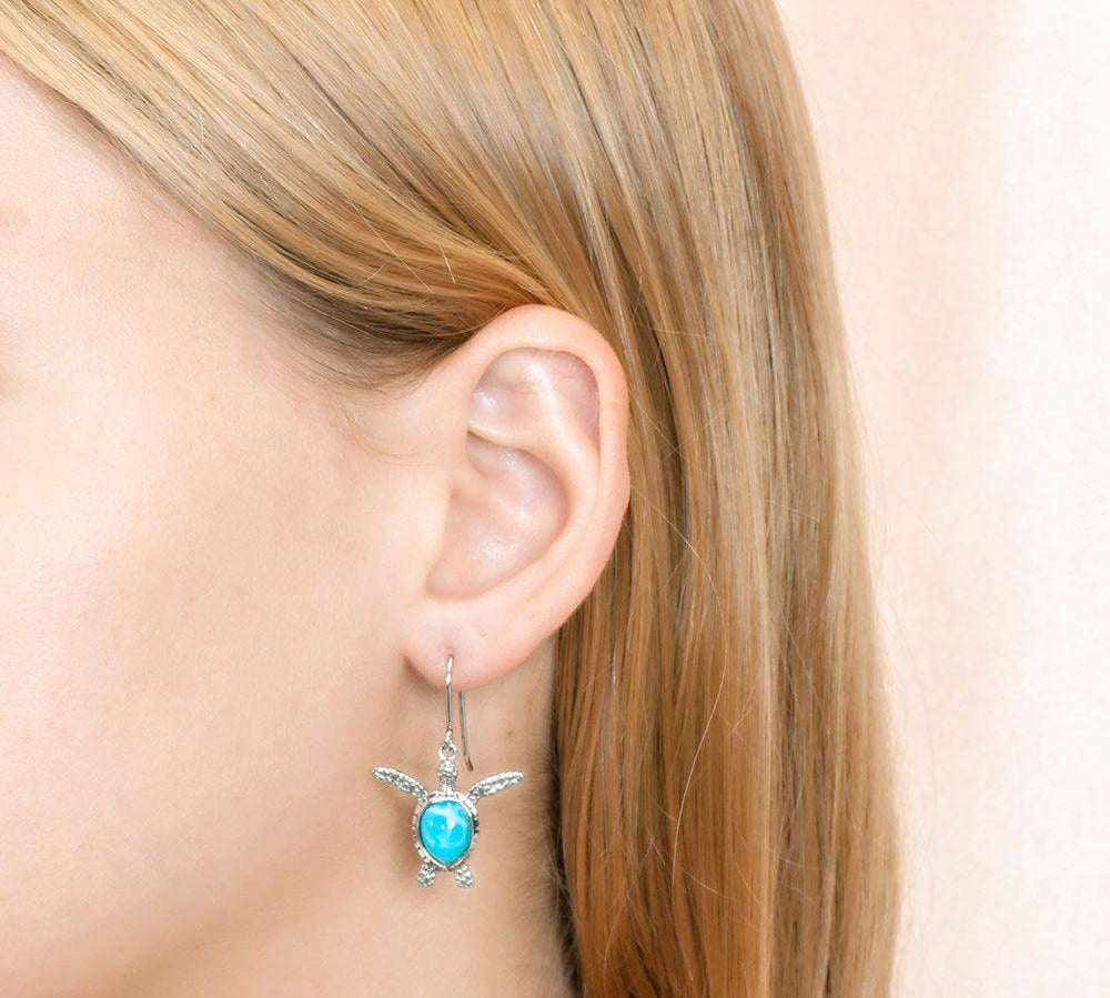 Larimar Hawaii Kai Honu Hook Earrings Earrings Island by Koa Nani 
