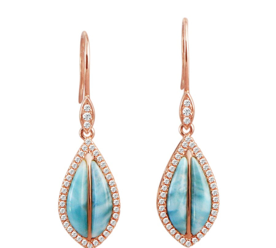 Larimar Hawaiian Ti Leaf Earrings Earrings Island by Koa Nani 