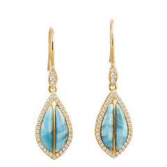 Larimar Hawaiian Ti Leaf Earrings Earrings Island by Koa Nani 
