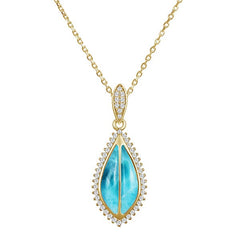 Larimar Hawaiian Ti Leaf Pendant Pendant Island by Koa Nani 
