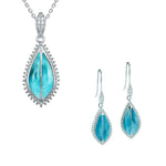 Larimar Hawaiian Ti Leaf Pendant & Earrings Set Other Island by Koa Nani 