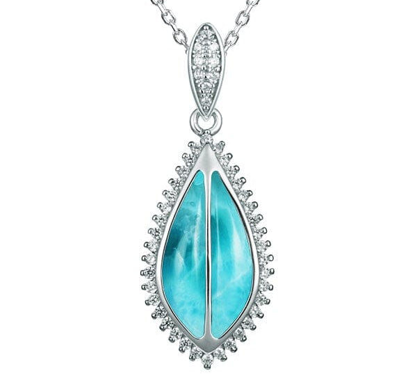 Larimar Hawaiian Ti Leaf Pendant & Earrings Set Other Island by Koa Nani 